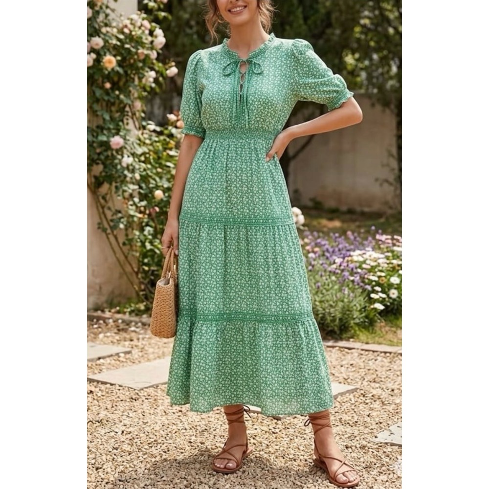Max Studio Green Floral Maxi Dress size large